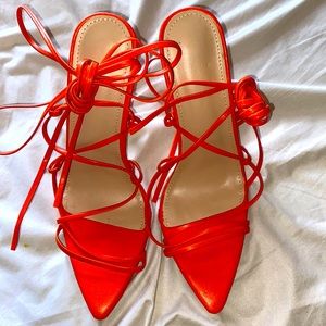 Orange Strap up Heels